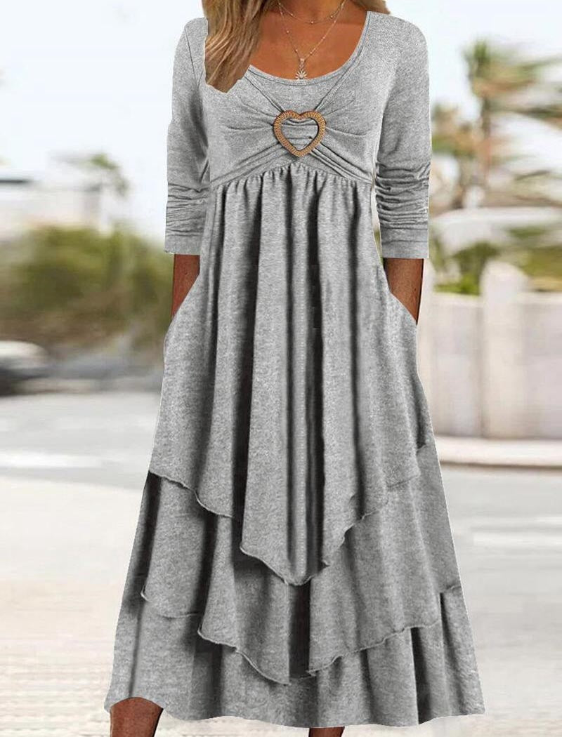 Heart-Cutout Layered Maxi Dress