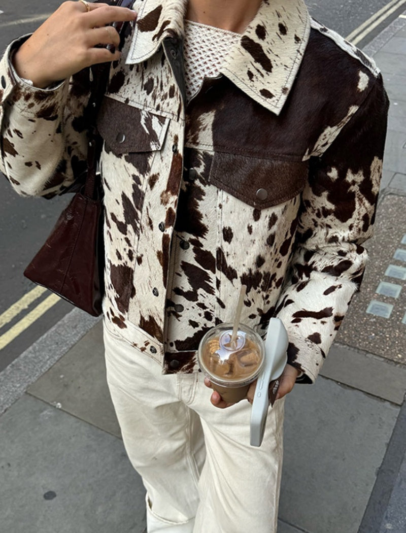 Collared Casual Printed Shirt Jacket