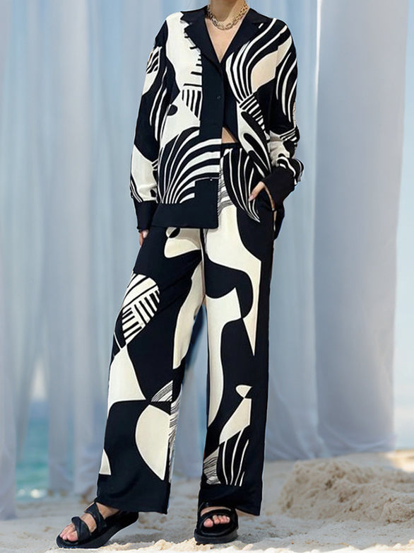 Graphic Print Shirt and Pants Set