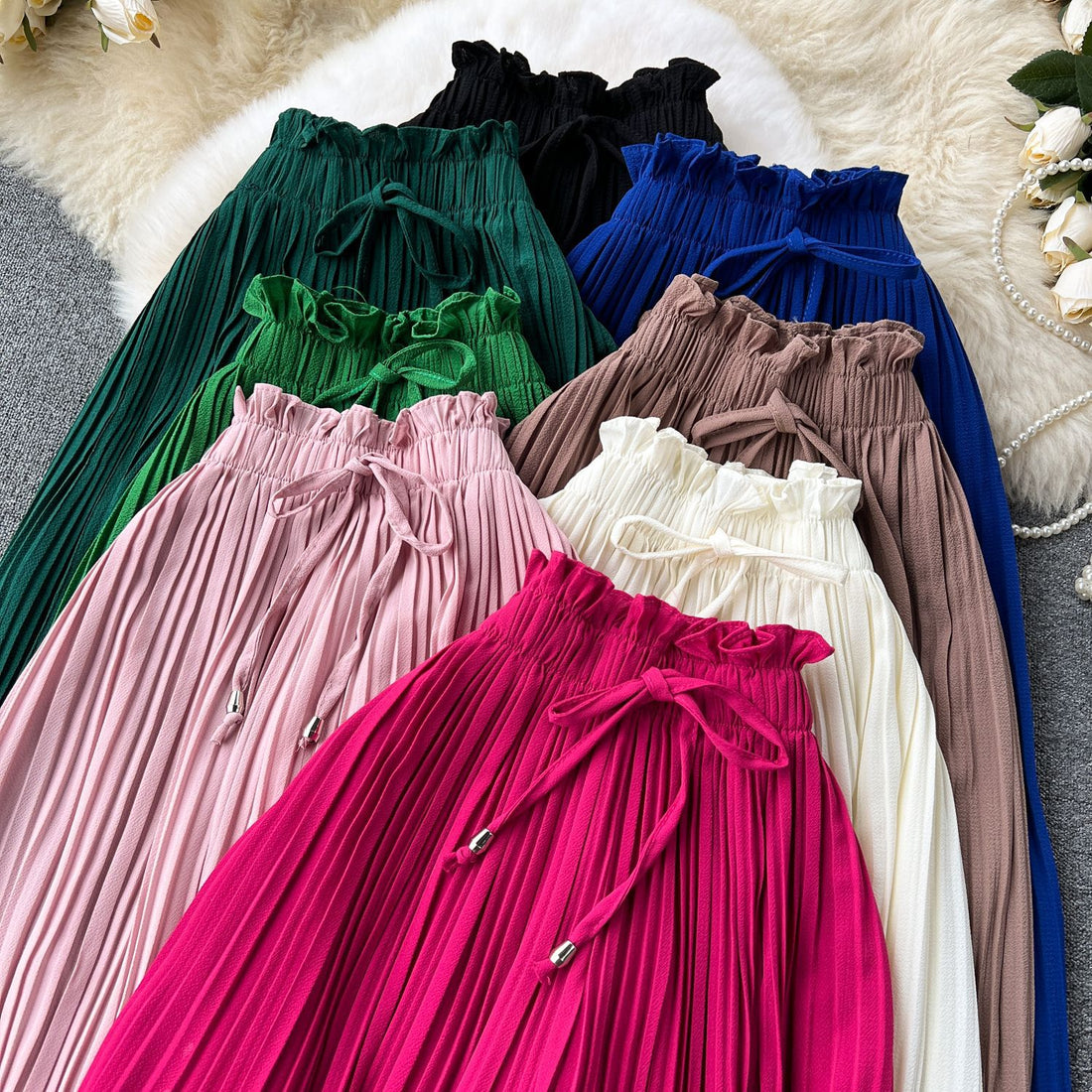Ruched Drawstring Flared Pants