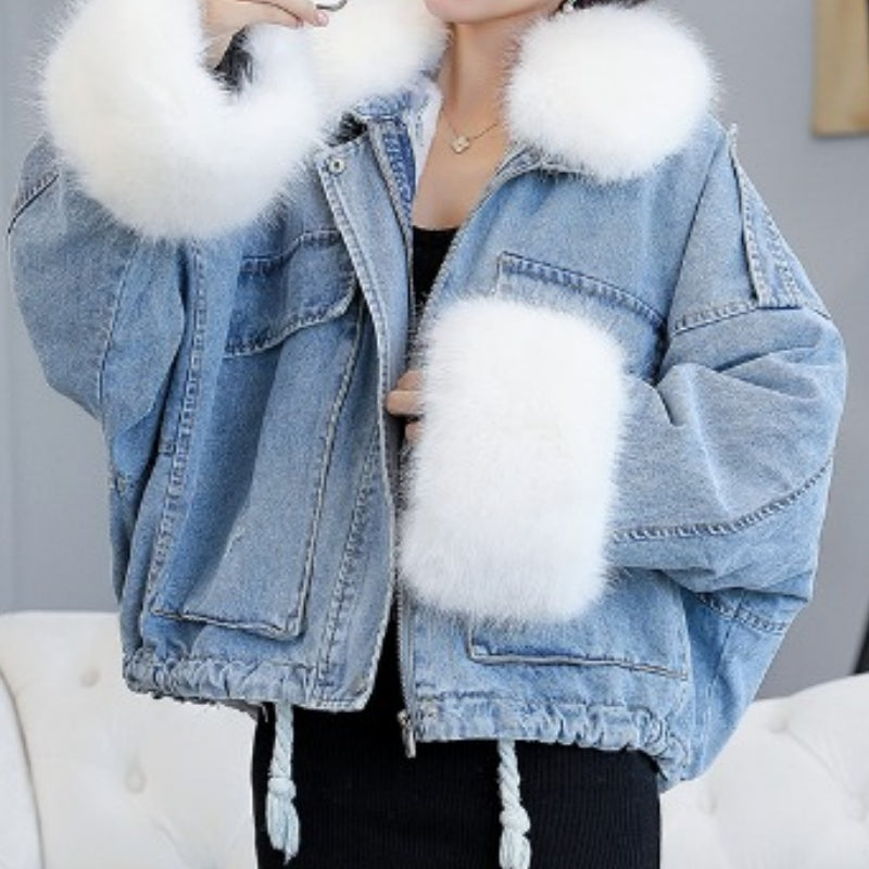 Faux Fur Trimmed Denim Jacket