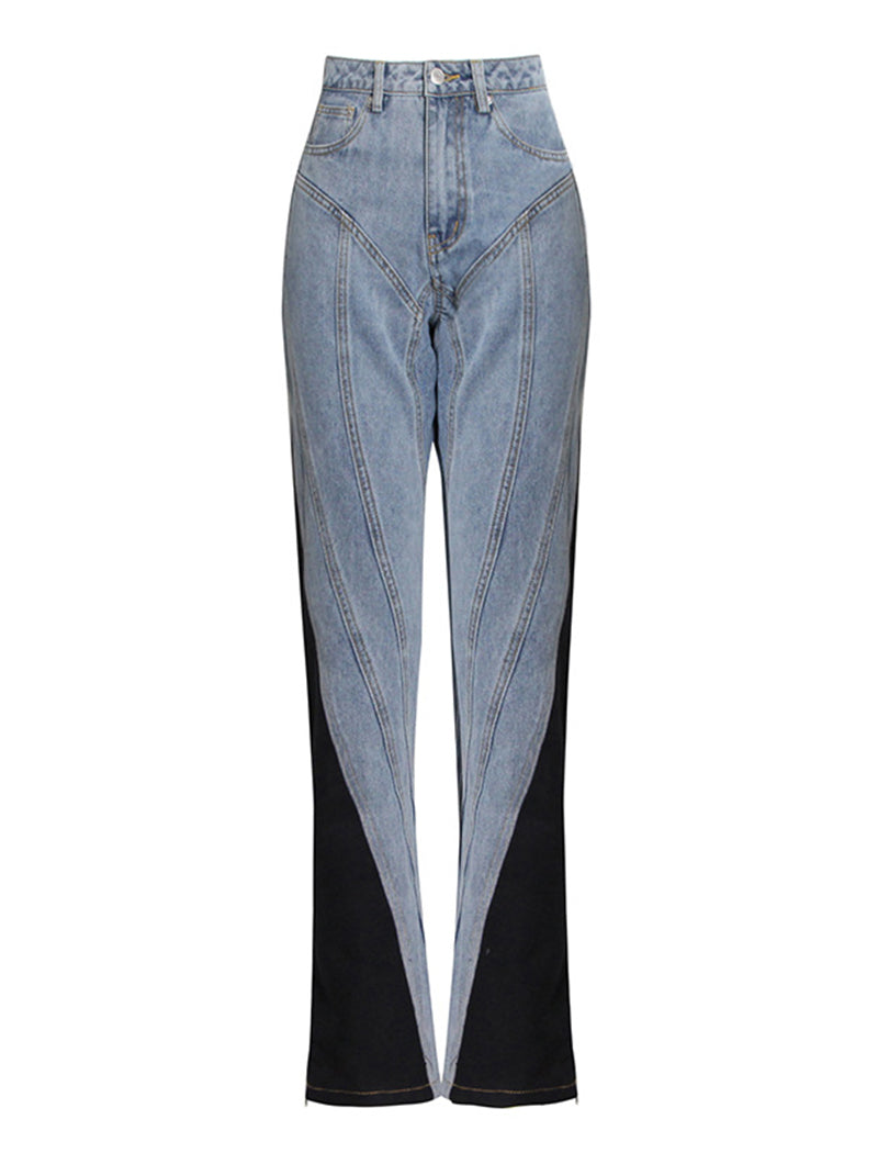 High-Rise Colorblock Jeans