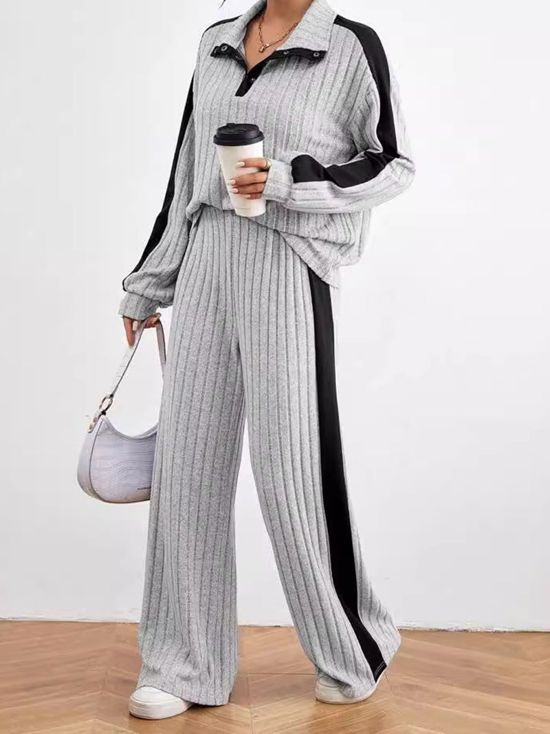 Ribbed Colorblock Top and Pants Set