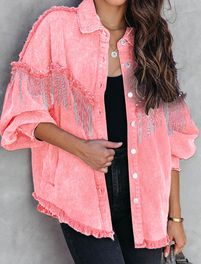 Fringed Frayed Denim Jacket