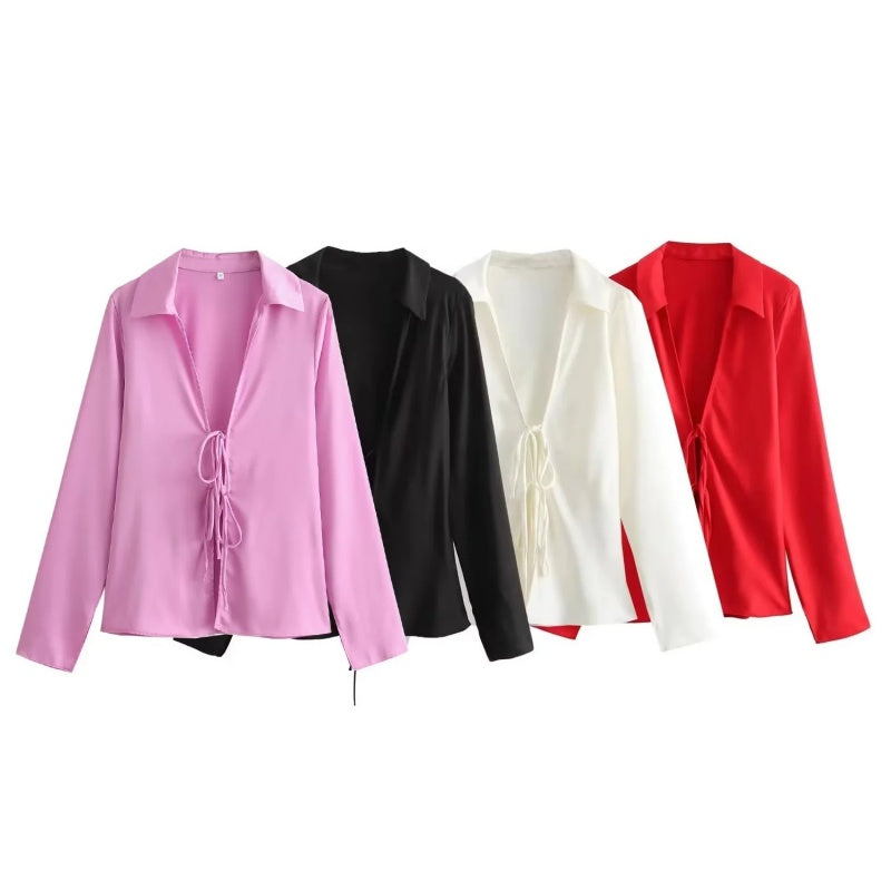 Tie-Front Relaxed Fit Blouse