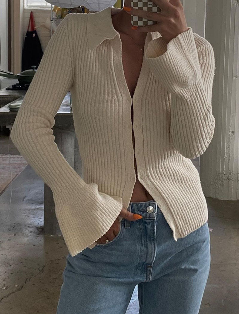 Long Sleeve Bell Sleeve Cardigan Top