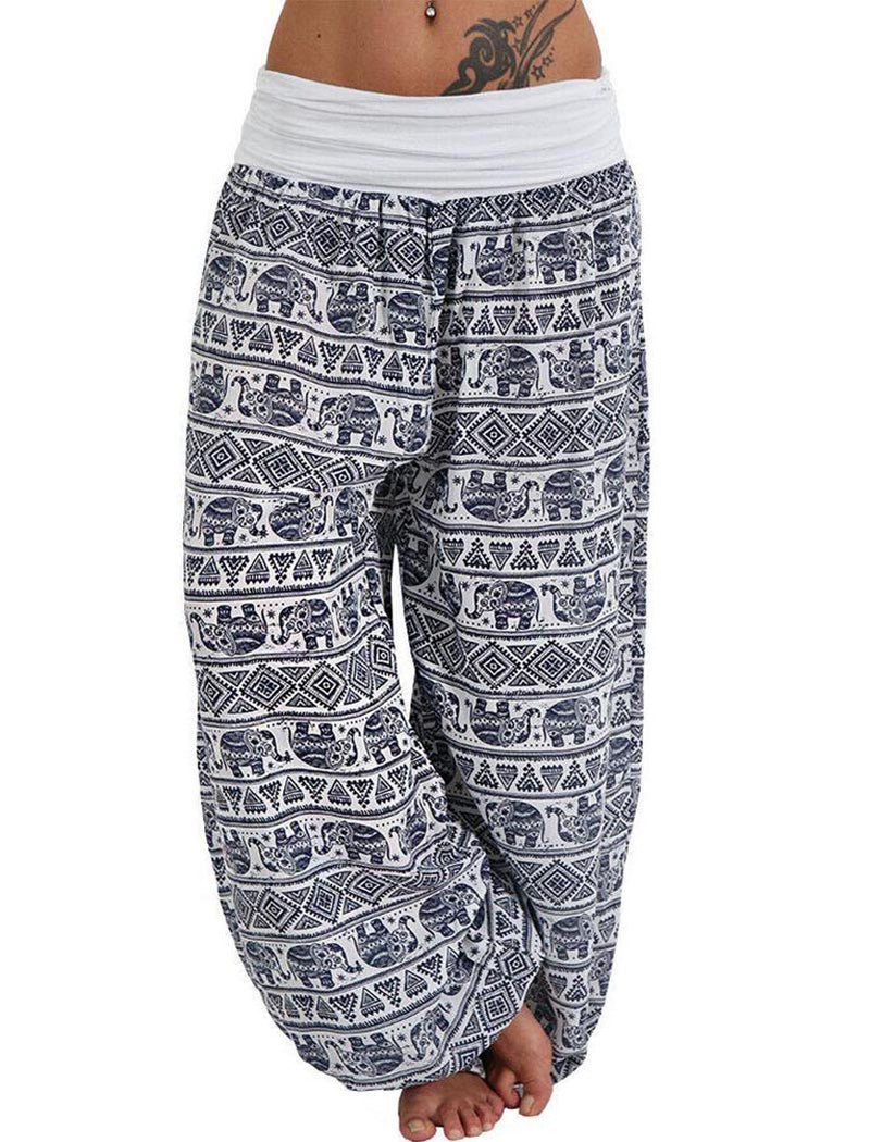 Boho Elephant Print Harem Pants