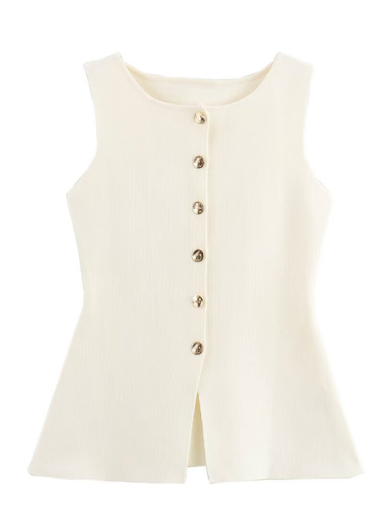 Sleeveless Button-Up Vest