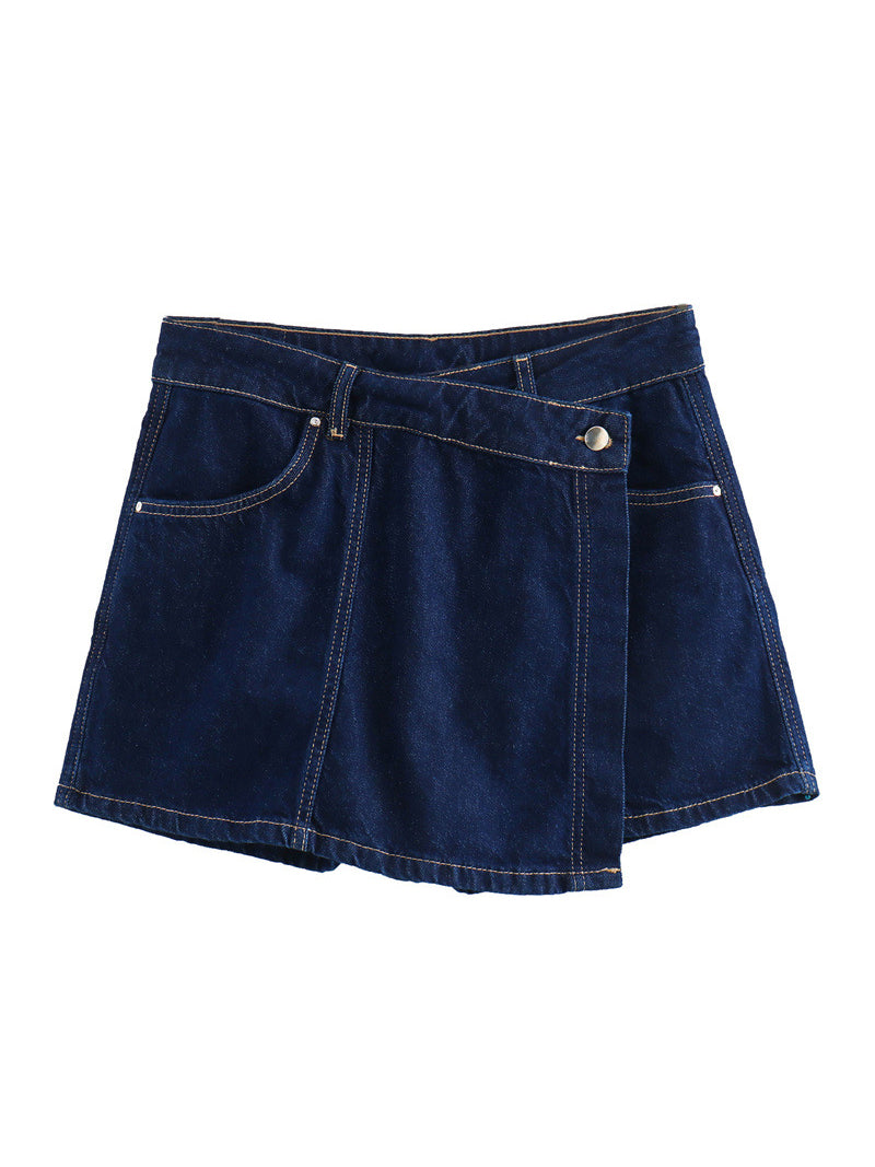High-Waisted Denim Skort