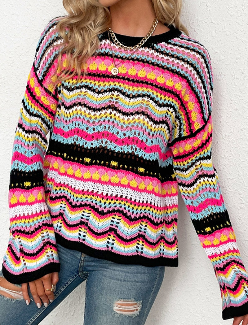 Vibrant Multicolor Striped Sweater