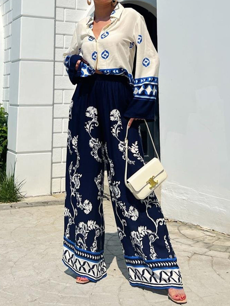 Graphic Shirt and Wide-Leg Pants