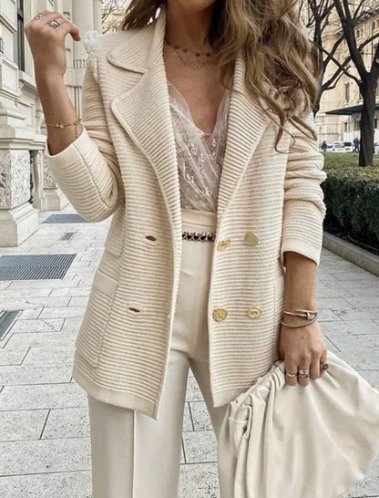 Double-Breasted Ribbed Blazer