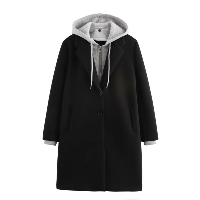 Layered Hoodie Longline Coat