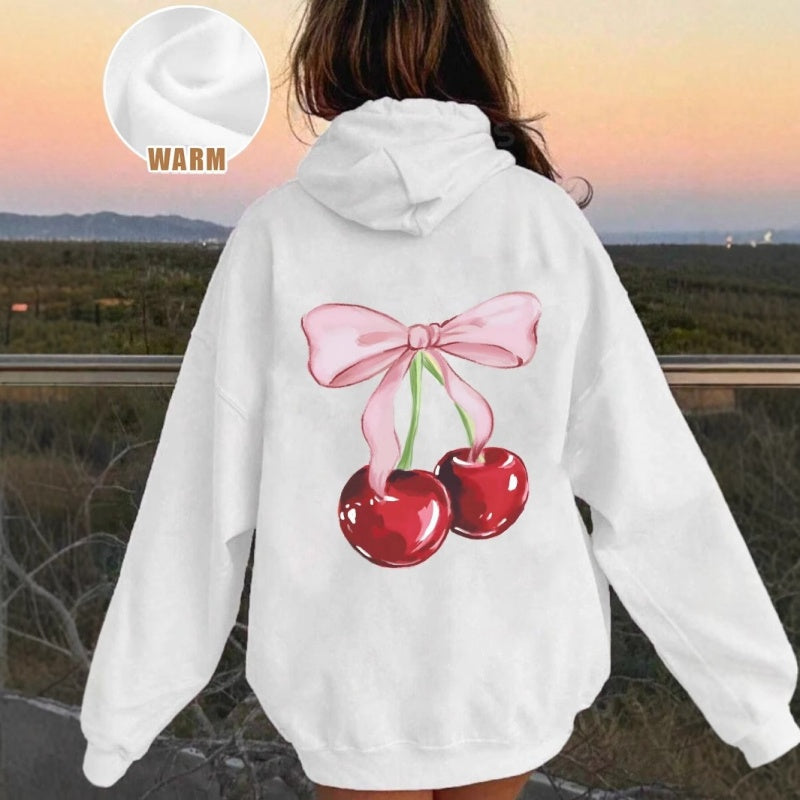 Cherry Print Crewneck Hoodie