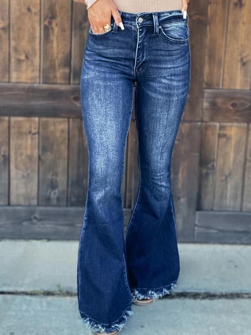 High-Rise Wash-Effect Flare Jeans