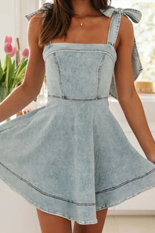 Bow Tie Denim Dress