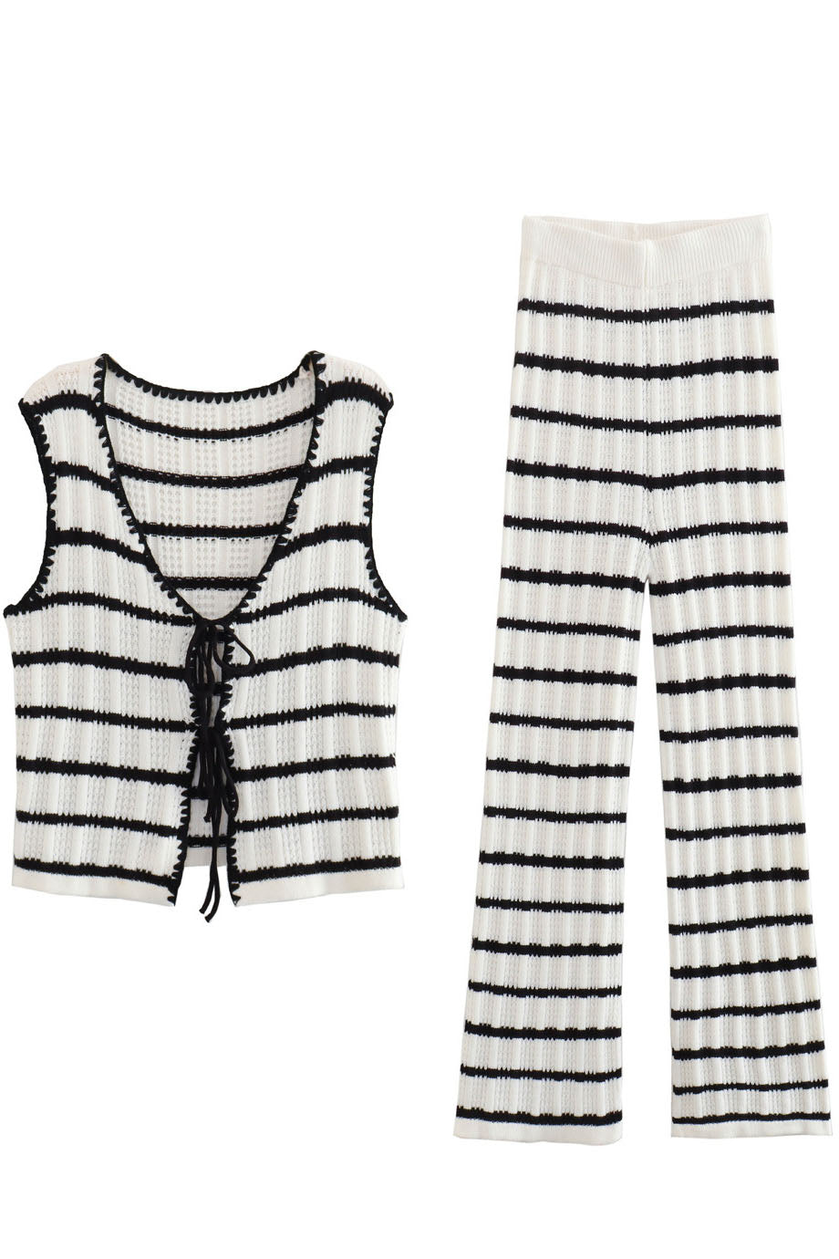 Striped Knit Top and Pants Set