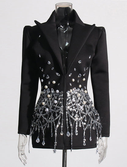 Embellished Faux Pearl Blazer
