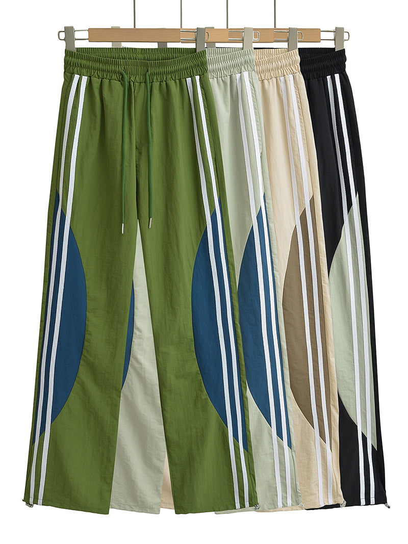 Colorblock Striped Wide-Leg Pants