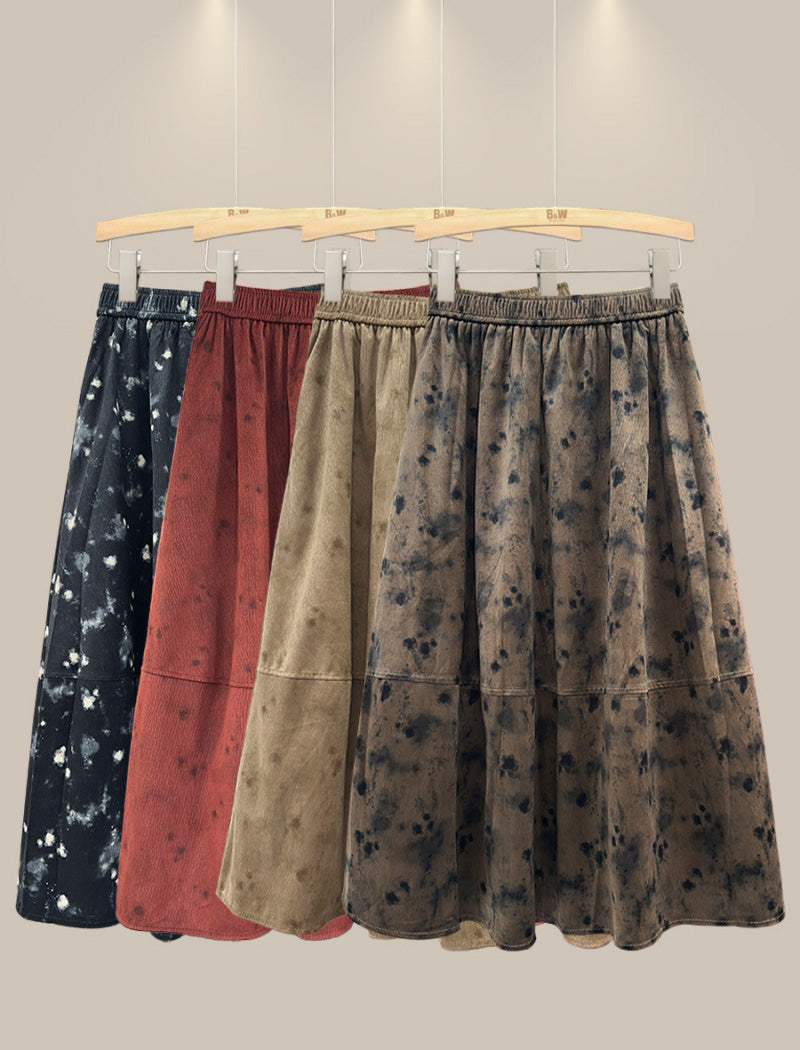 Vintage Print Midi Skirt