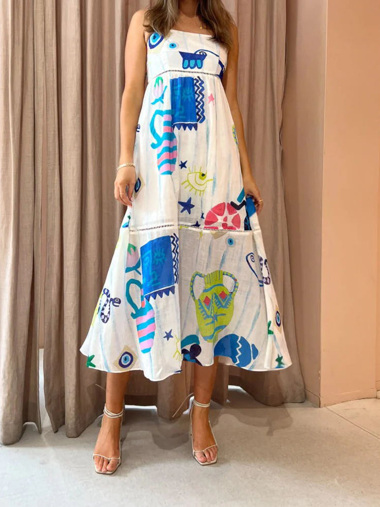 Abstract Print Maxi Dress