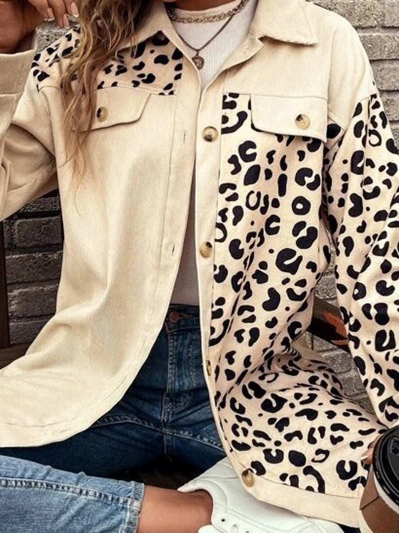 Leopard Print Patchwork Coat