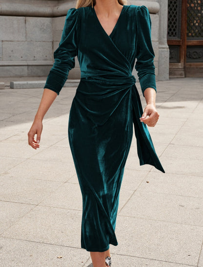 Velvet Wrap Maxi Dress