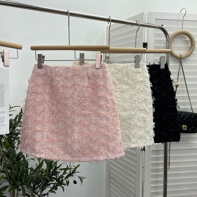 Frayed Tweed Mini Skirt