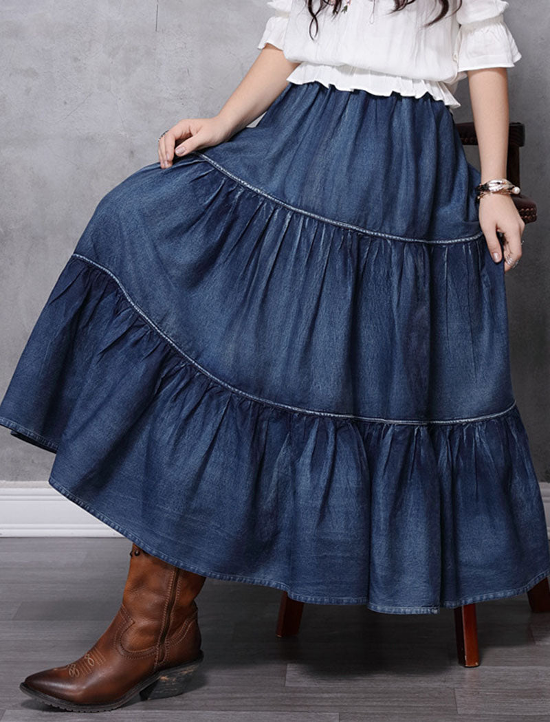 High-Waisted Tiered Maxi Skirt