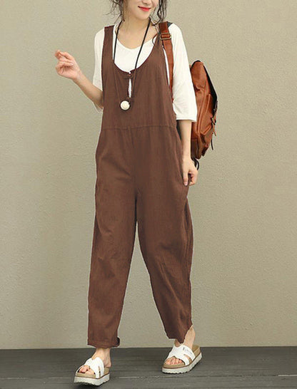 Loose-Fit Sleeveless Overalls