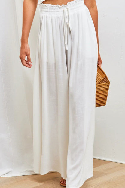 Wide-Leg Drawstring Pants