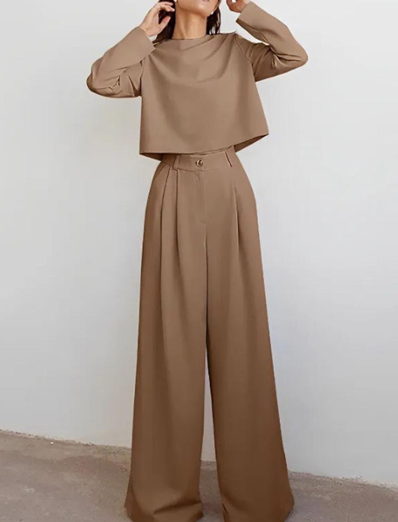 Tailored Solid Wide-Leg Pants Set