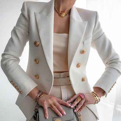 Double-Breasted Blazer with Buttons