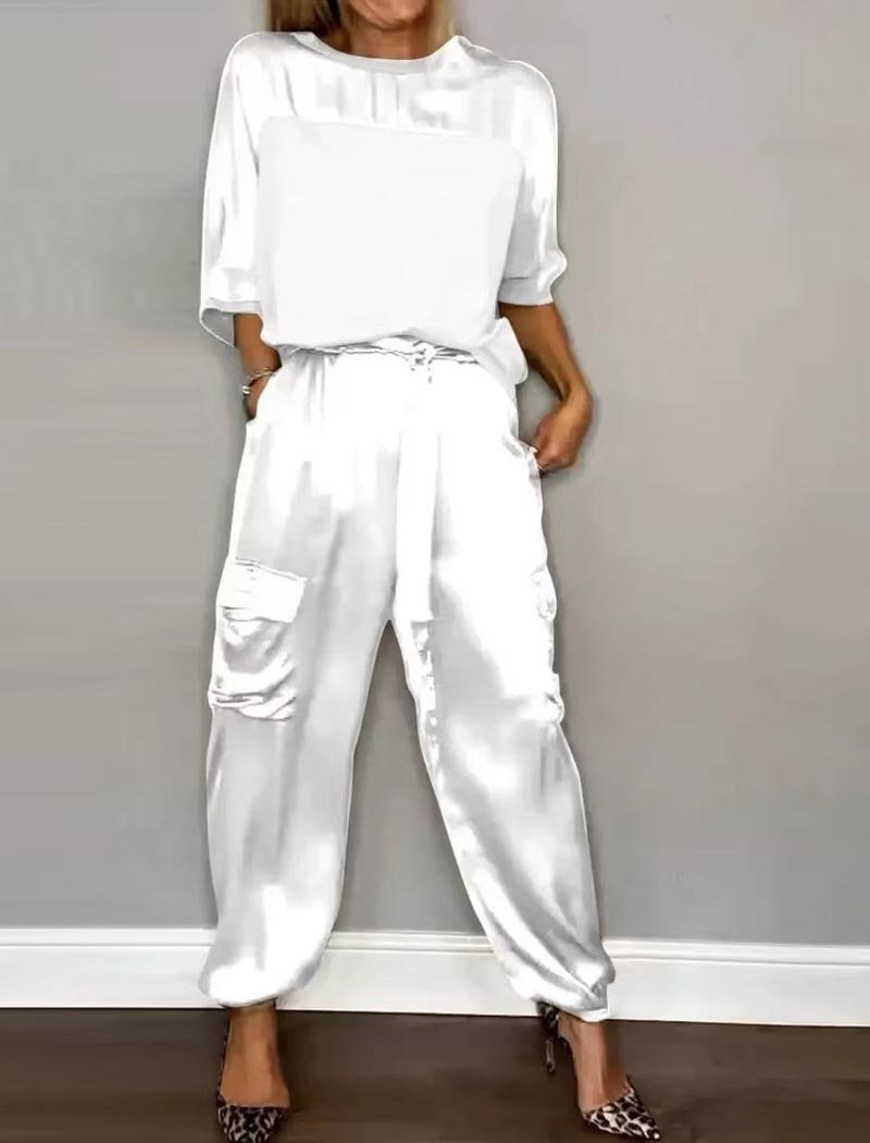 Satin Top and Cargo Pant Set