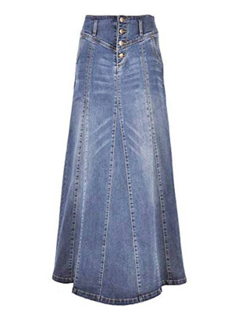 High-Waisted Pocketed Loose Buttoned Skirt