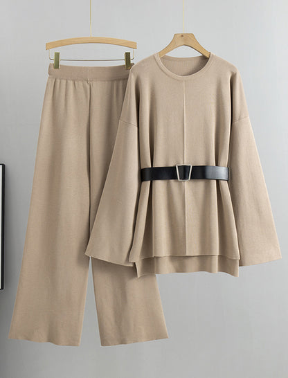 Knit Sweater and Wide-Leg Pants Two-Piece Set