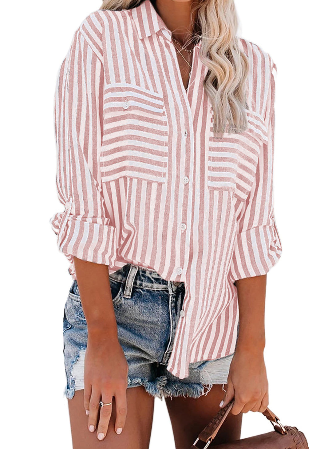 Striped Single-Breasted Long Sleeve Shirt