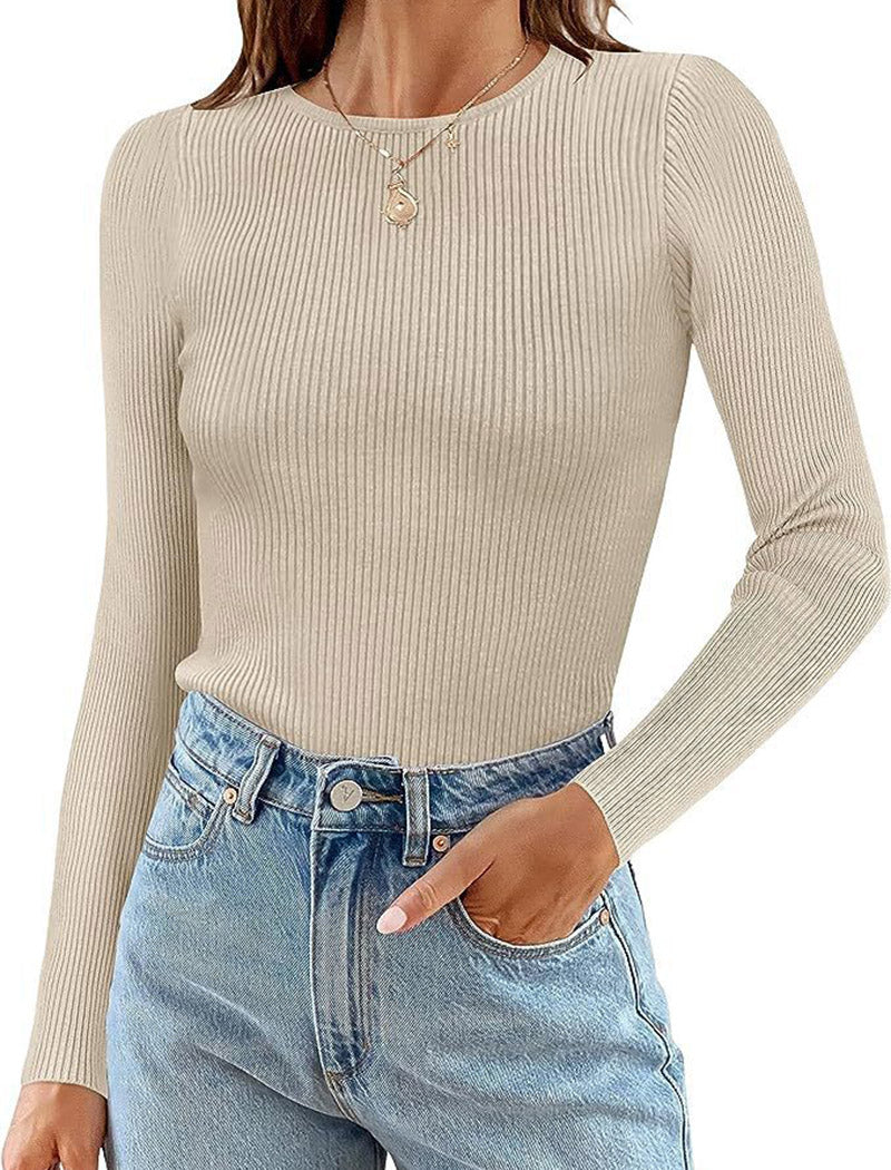 Ribbed Knit Basic Long Sleeve Top