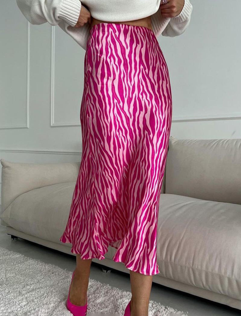 Zebra Print Mermaid Midi Skirt