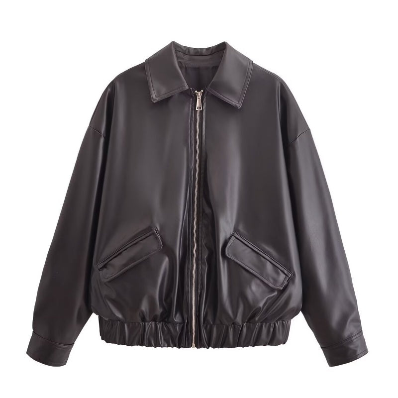 Relaxed Fit Faux Leather Jacket