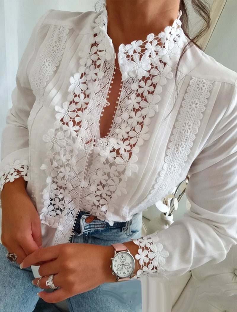 Lace Floral Patchwork Long Sleeve Shirt