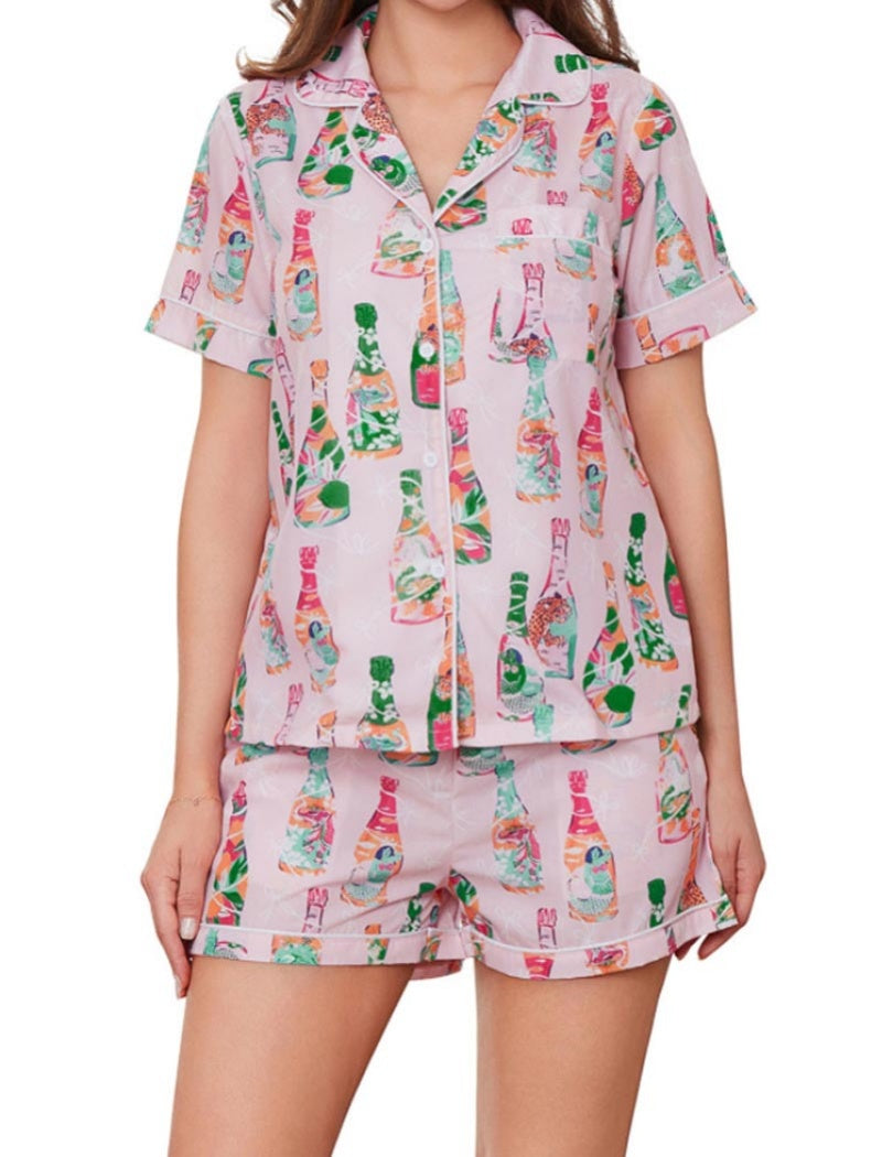 Champagne Print Pajama Set