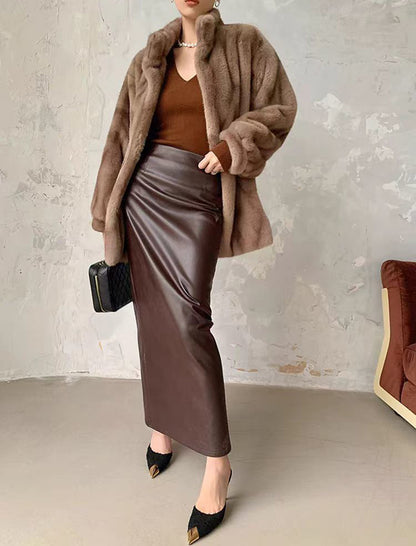 High-Waist Faux Leather Maxi Skirt