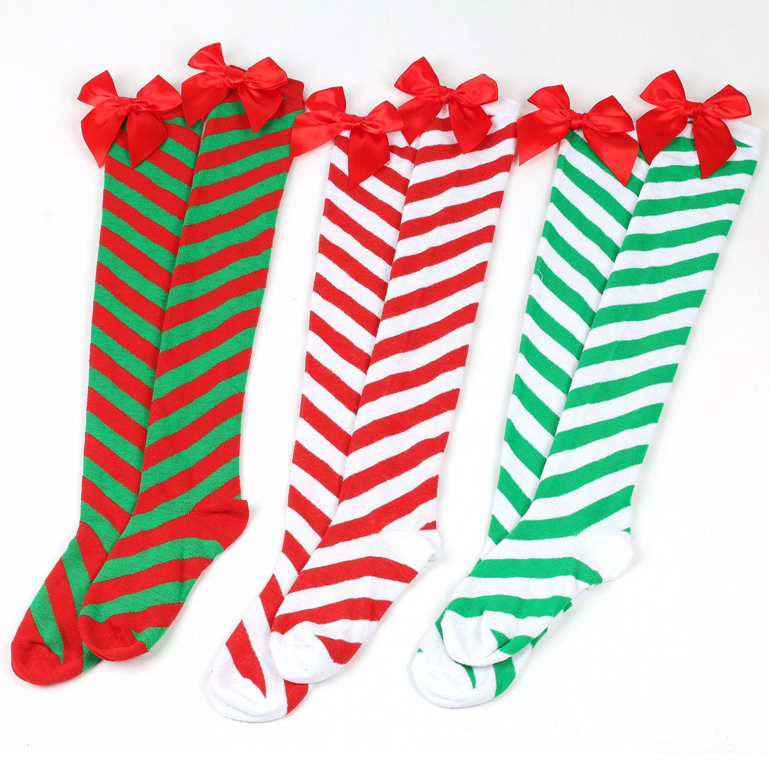 Candy Cane Striped Thigh-High Socks