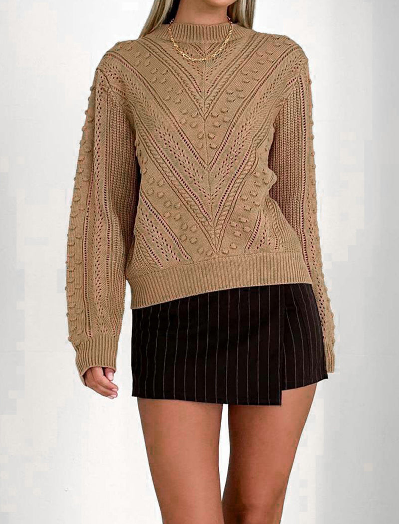 Textured Knit Sweater with Pattern