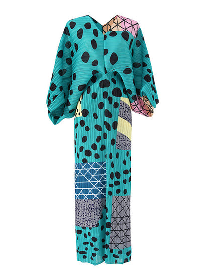 Patchwork Polka Dot Maxi Dress