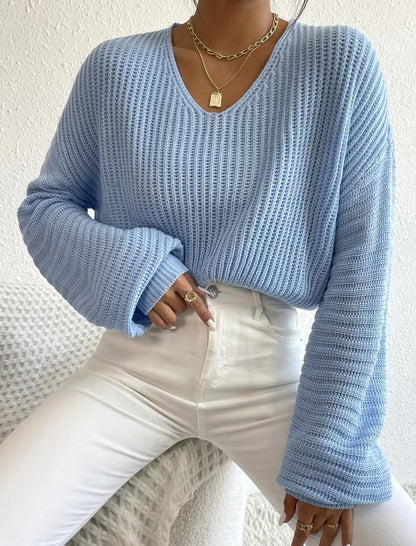 Loose Fit Ribbed Knit Pullover