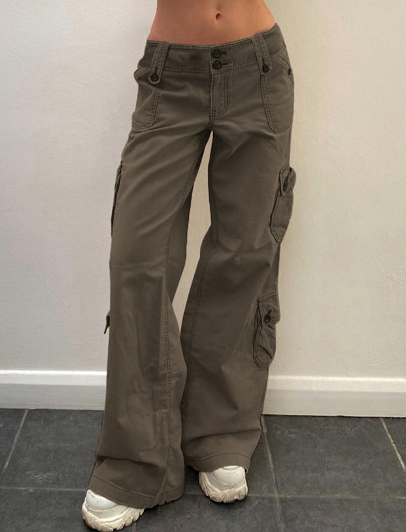 Buttoned Wide-Leg Jeans