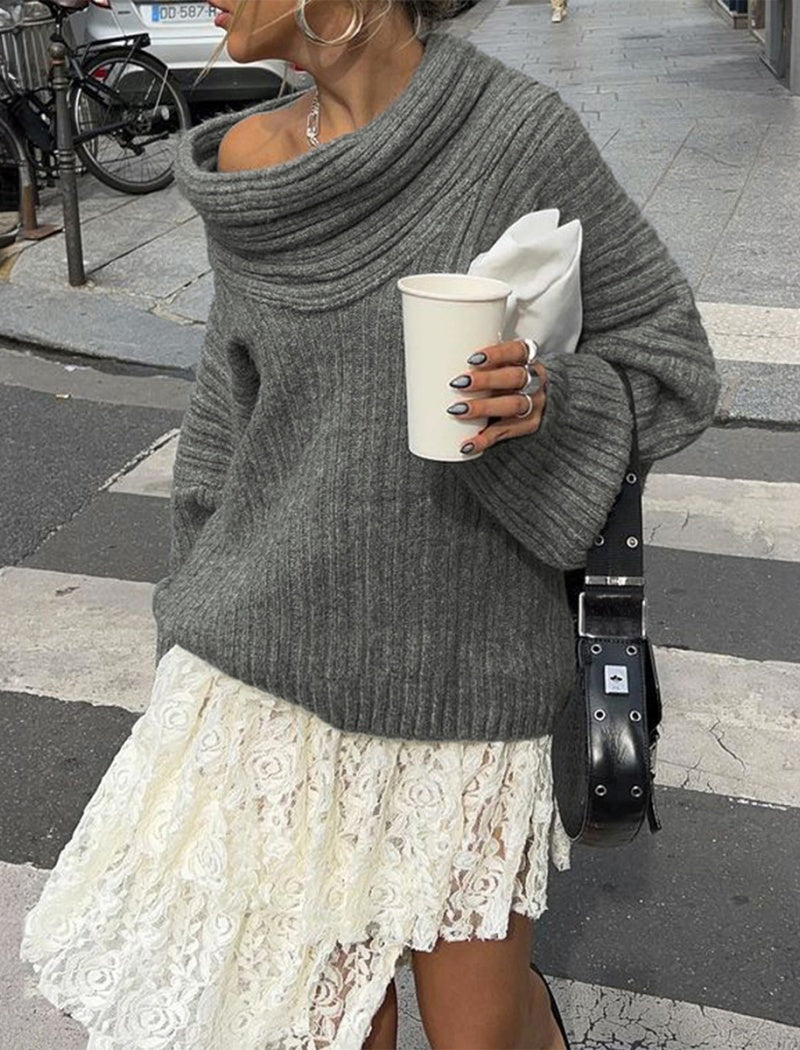 Off-Shoulder Ribbed Knit Top