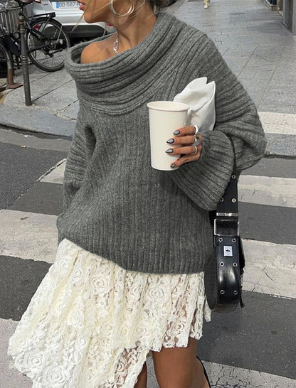 Off-Shoulder Ribbed Knit Top